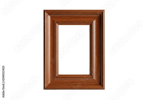 Rectangular wooden frame with a smooth polished finish and beveled edges, isolated against a solid black background