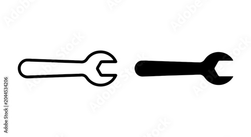 Wrench Icon Set, Spanner Tool Vector Graphics, Mechanic Equipment Symbols, Repair Service Icons