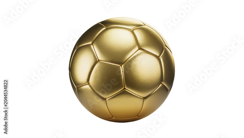 Obraz na płótnie Golden soccer ball with hexagonal and pentagonal panels