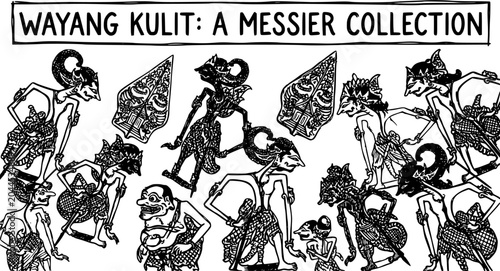 Принти на полотні Wayang Kulit Indonesian Shadow Puppets: Black and White Line Art Illustration of Traditional Javanese Performing Arts and Cultural Figures Collection