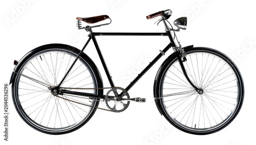 Принти на полотні Classic black bicycle with leather saddle and chrome details