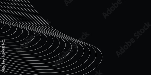Tableau sur toile Abstract Black and White Curved Line Wave Background Minimal Modern Graphic Desi