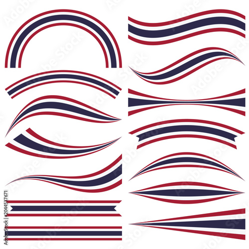 Thailand Flag Ribbons Decorative Elements