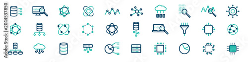 Photos Abstract Tech Logo Concepts - Cloud Computing, Data Analytics and Server Line Ic