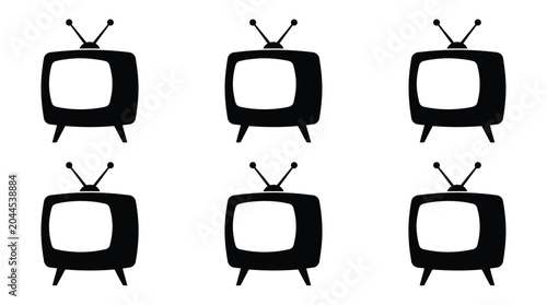 retro television set silhouette antenna vintage black