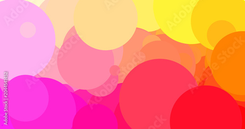 Abstract Vibrant Pink to Yellow Overlapping Circles Background, Warm Sunset Gradient Bubbles Texture for Summer, Party or Creative Design
