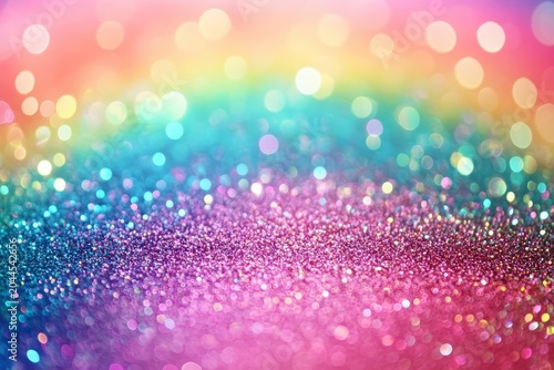 shiny pastel rainbow glitter background with white center space for text, pink blue green purple and teal gradient, sparkling, Generative AI