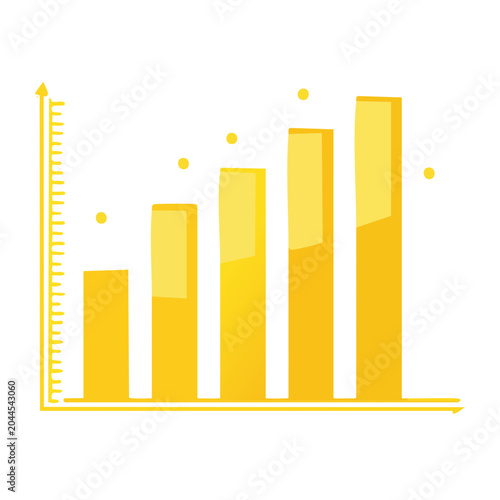 Yellow bar chart showing growth and progress