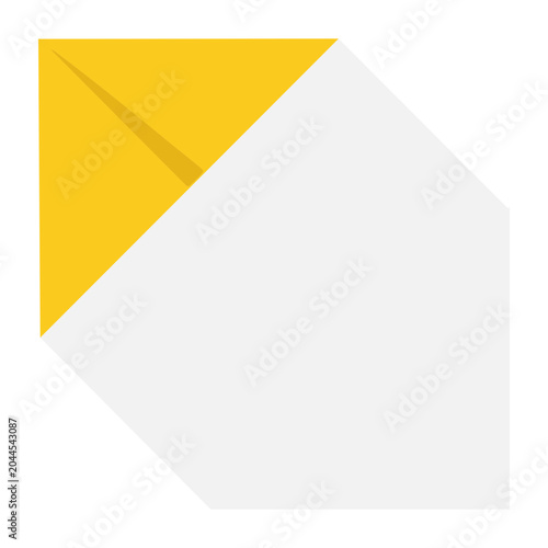 Yellow envelope with long shadow, flat design