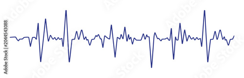 Electrocardiogram Wave: A blue electrocardiogram waveform representing heart activity, showcasing a series of electrical impulses and rhythmic patterns, a visual representation of a heartbeat.