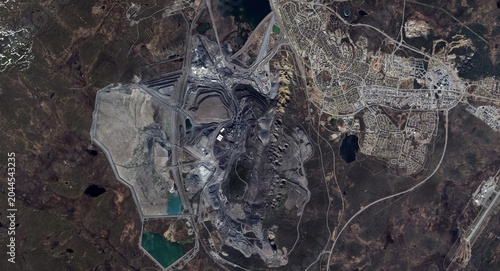 Tableau sur toile Kiruna Mine and City Satellite Image Sweden Overview
