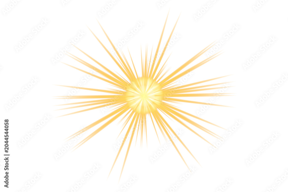 Fototapeta premium Golden starburst explosion effect isolated on white background