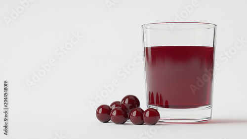 cherry fruit water juice in a glass, vitamin, fresh