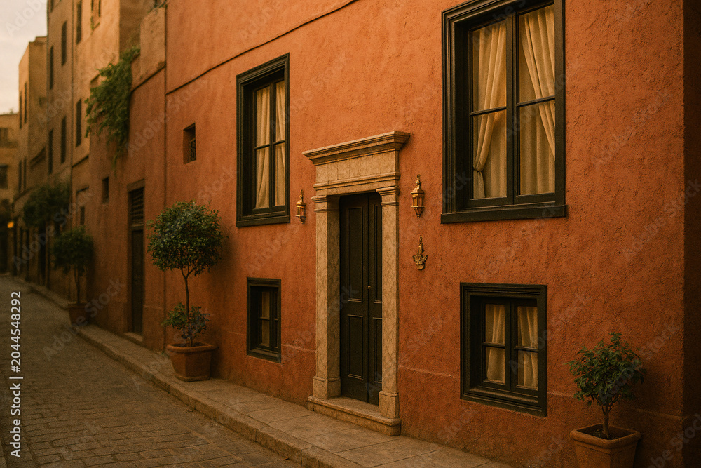 Fototapeta premium Narrow Historic Street with Old Buildings and Windows in Tallinn Old Town
