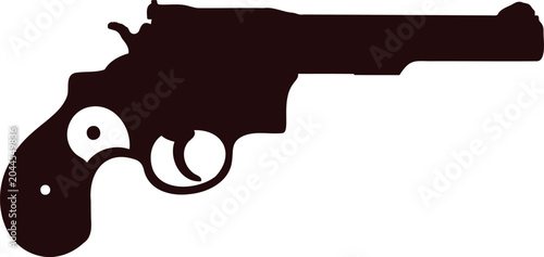 Tableau sur toile Silhouette of a classic revolver pistol isolated on a white background