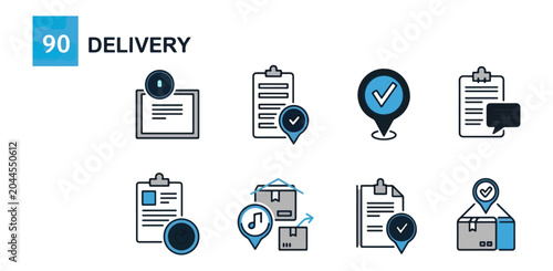 Delivery process icons flat design