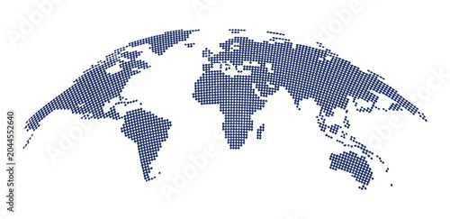 Foto World map made of blue dots, global connections, digital representation