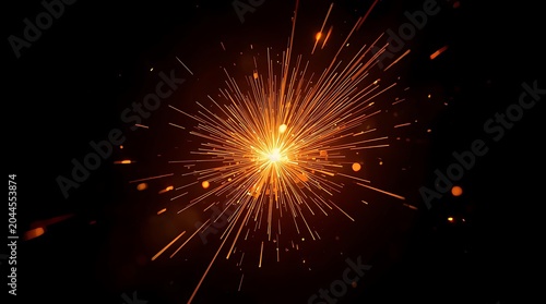 Fiery Explosion of Sparks Against a Black Background.