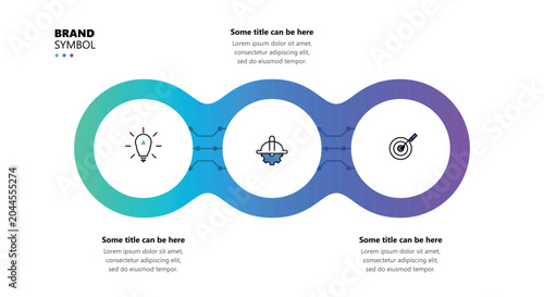 Foto Linear process corporate workflow infographic diagram with three colorful round