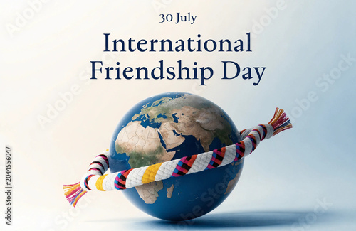 International Friendship Day, Global Friendship, Earth Globe, Colorful Threads, July 30