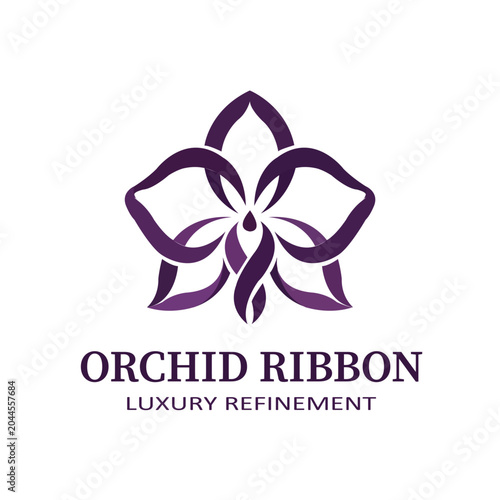 Orchid Ribbon Logo – Elegant Floral Flow & Luxury Brand Identity