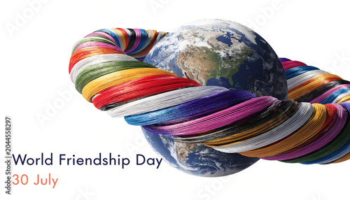 World Friendship Day, colorful wristbands, globe, July 30, celebration, international friendship