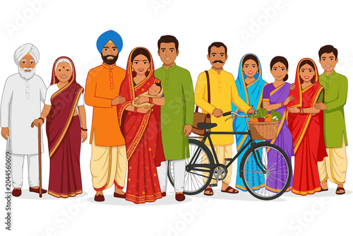 Indian Lifestyle Character Collection in Traditional Attire