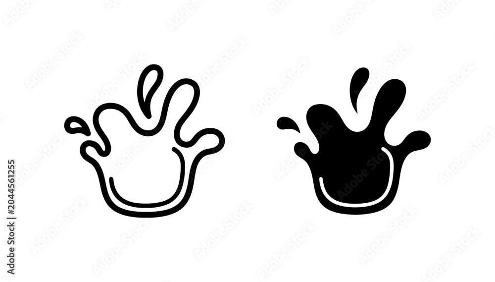Fototapeta premium Liquid Splash Icons, Water Droplet Shapes, Fluid Splatter Vector Art