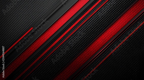 Abstract Geometric Design with Red and Black Diagonal Lines.