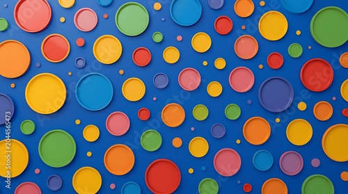 Colorful Abstract Circles on Blue Background for Design.