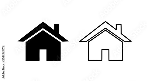 Fotografia Minimalist home house icon set in solid black and outlined vector style with rea