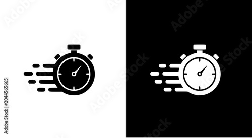 Bild auf Leinwand Fast stopwatch icon set representing speed and time management with stopwatch, m