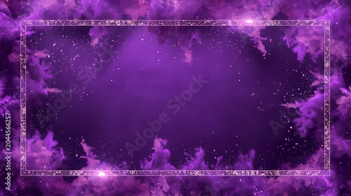 Elegant Purple Frame with Glittering Dust and Sparkles.