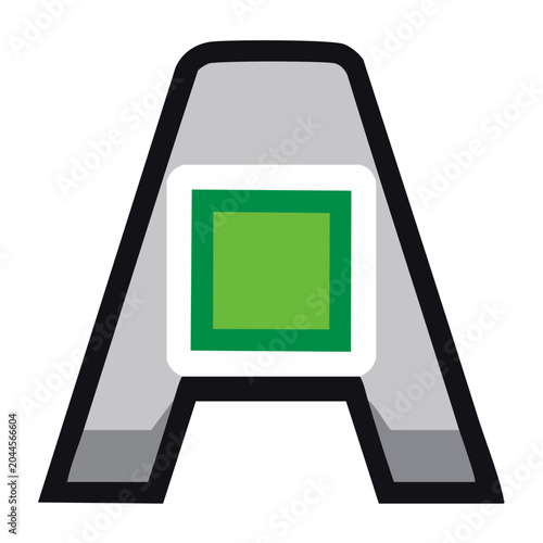 Stylized Letter A icon with green square