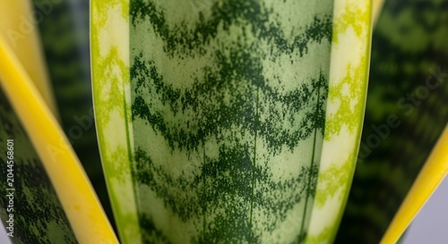 Close up detail of snake plant leaves with plant life botanical sansevieria