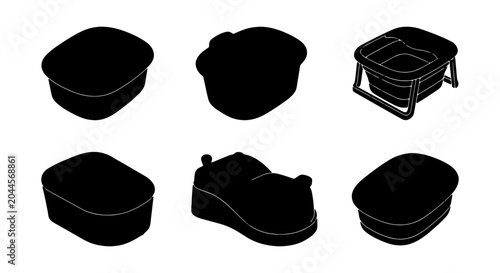 Quadro su tela Vector Icons: Bathtub, Basin, Bucket, Container Set, Bathroom Objects
