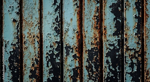 Corroded teal painted metal surface with heavy rust texture corrosion oxidized