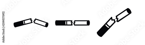 Obraz na płótnie Broken Cigarette Icons: Symbolizing Quitting Smoking and Health Awareness