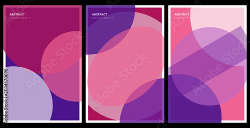 Set of three abstract posters with vibrant geometric shapes and gradient mesh patterns. Vector illustration.