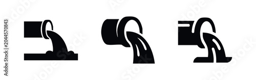 Tableau sur toile Sewage pipe icons: outflow, discharge, drain