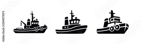 Fotografía Tugboat icons: different perspectives, marine vessel