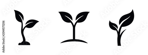 Fotografie Plant sprout icons: seedling, growth, new life