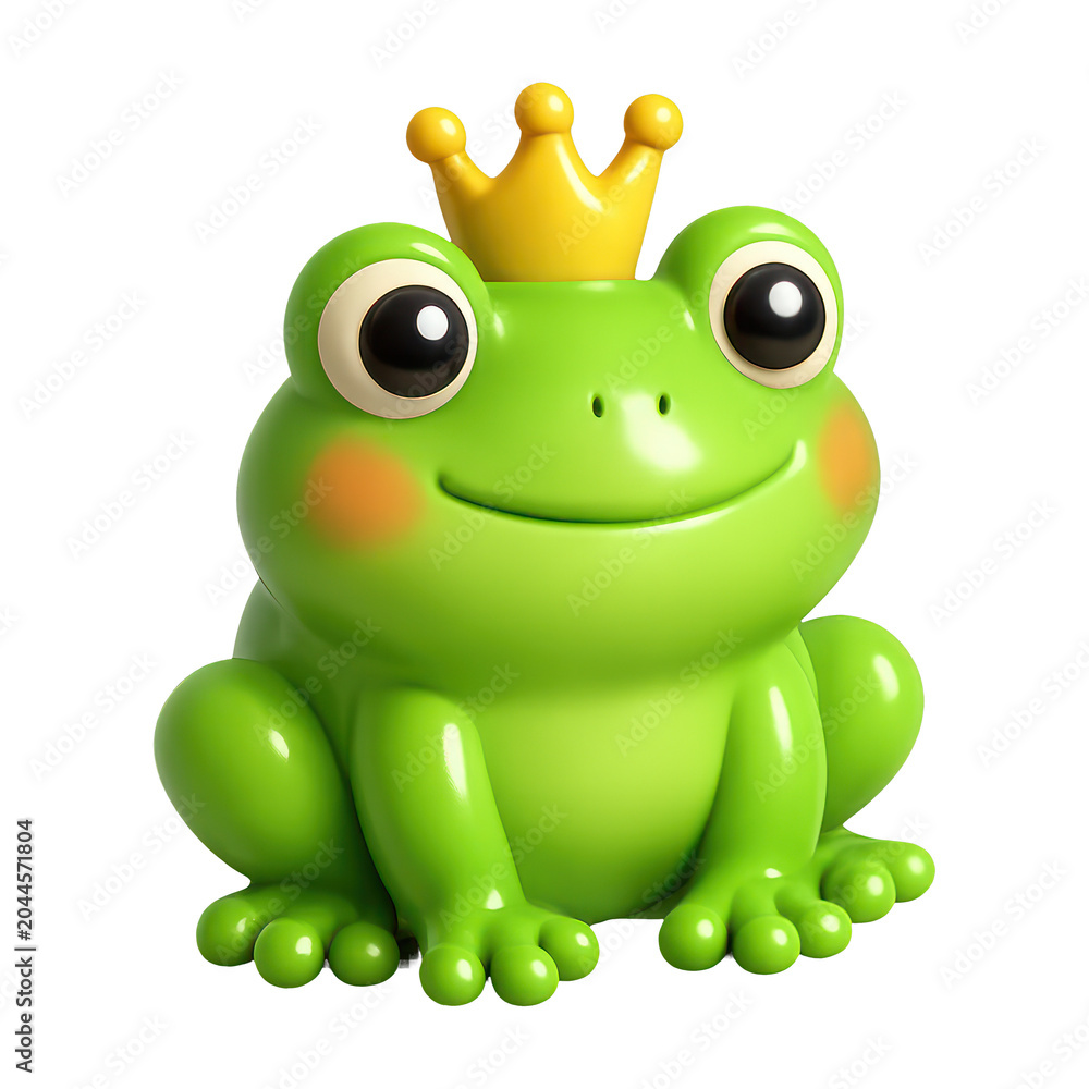 Obraz premium PNG Cute cartoon frog prince illustration.