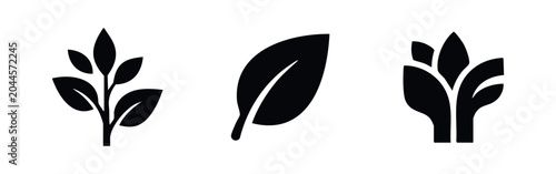 Foto Branch and leaf natural icons set, representing various plant elements