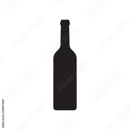 Wine bottle alcohol silhouette icon vector illustration on white background
