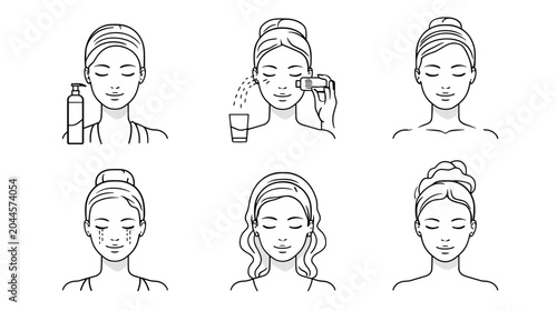 Foto Illustration of a Woman Engaging in Various Skincare and Beauty Treatments in a