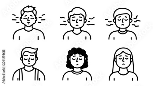 Konstfotografi Illustration of Six Distinct Facial Expressions Reflecting Various Emotions and