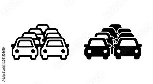 Fotografie Traffic Jam Icons, Congestion Vector Set, Commute Car Icons, Transportation Icon