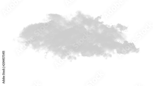 Isolated White or Gray Smoke Cloud Element Digital Illustration on Transparent Background