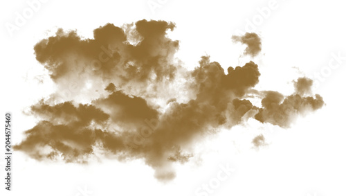 Isolated Brown Smoke Dust Cloud Effect on White Background